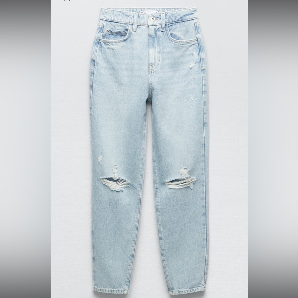 BRAND NEW Zara Ripped Mom Fit Jeans